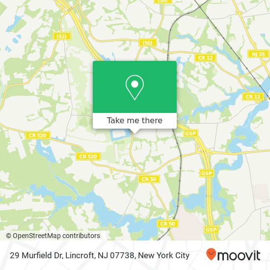 Mapa de 29 Murfield Dr, Lincroft, NJ 07738