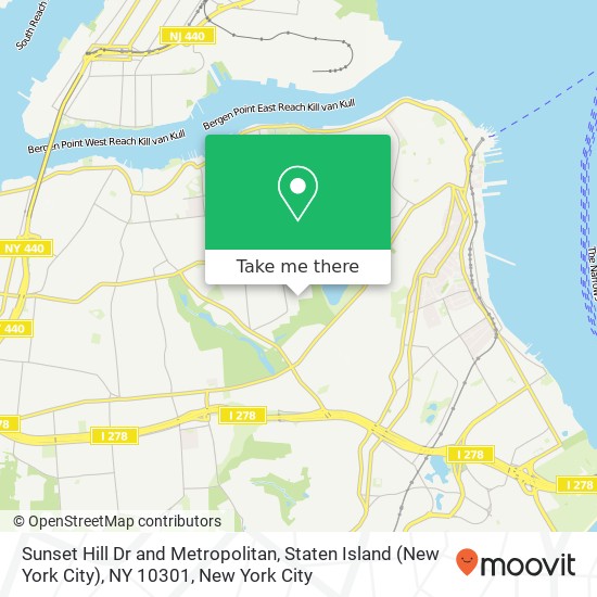 Sunset Hill Dr and Metropolitan, Staten Island (New York City), NY 10301 map