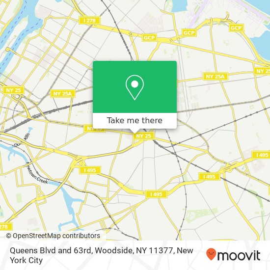 Mapa de Queens Blvd and 63rd, Woodside, NY 11377