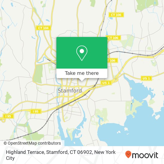 Mapa de Highland Terrace, Stamford, CT 06902