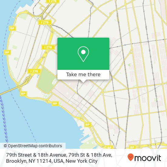 79th Street & 18th Avenue, 79th St & 18th Ave, Brooklyn, NY 11214, USA map