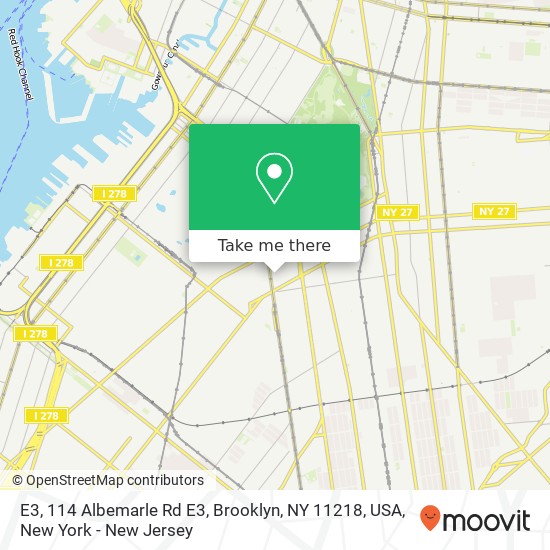 Mapa de E3, 114 Albemarle Rd E3, Brooklyn, NY 11218, USA