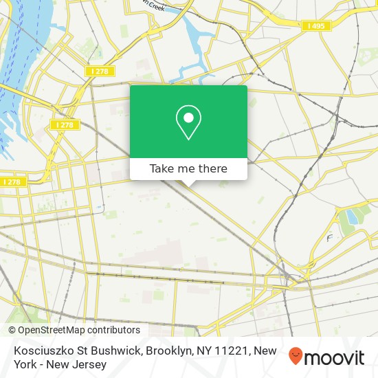 Mapa de Kosciuszko St Bushwick, Brooklyn, NY 11221