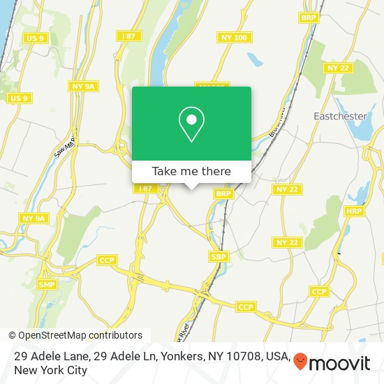 Mapa de 29 Adele Lane, 29 Adele Ln, Yonkers, NY 10708, USA