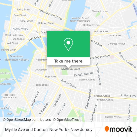 Myrtle Ave and Carlton map