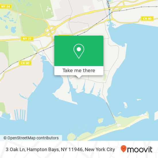 Mapa de 3 Oak Ln, Hampton Bays, NY 11946