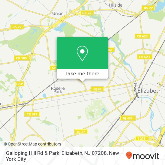 Galloping Hill Rd & Park, Elizabeth, NJ 07208 map