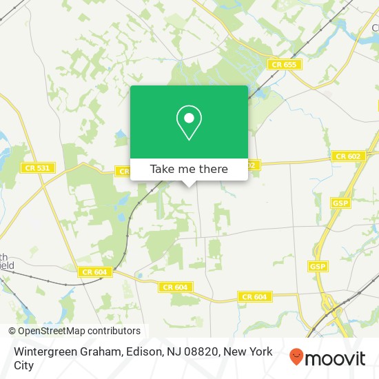 Mapa de Wintergreen Graham, Edison, NJ 08820
