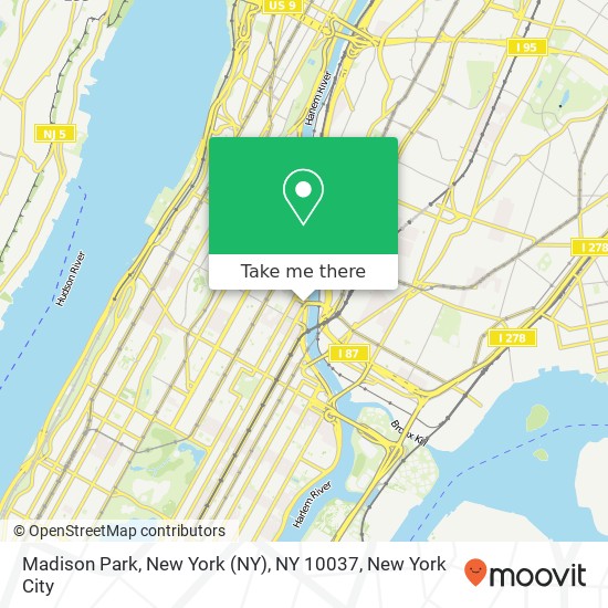 Madison Park, New York (NY), NY 10037 map