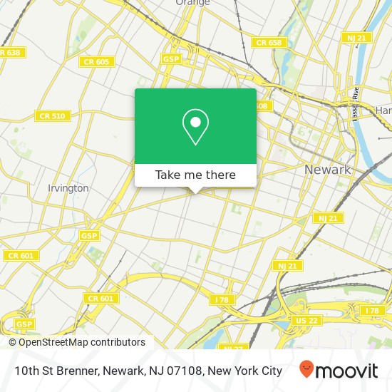 Mapa de 10th St Brenner, Newark, NJ 07108