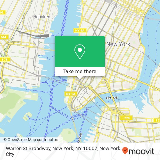 Mapa de Warren St Broadway, New York, NY 10007