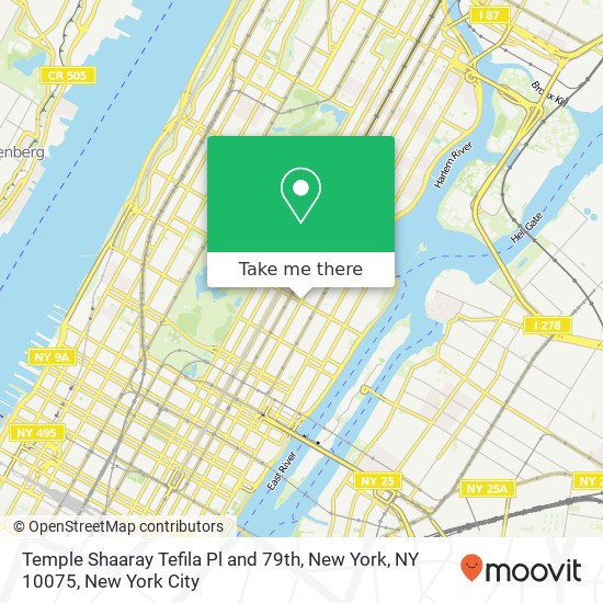 Temple Shaaray Tefila Pl and 79th, New York, NY 10075 map