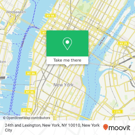 24th and Lexington, New York, NY 10010 map