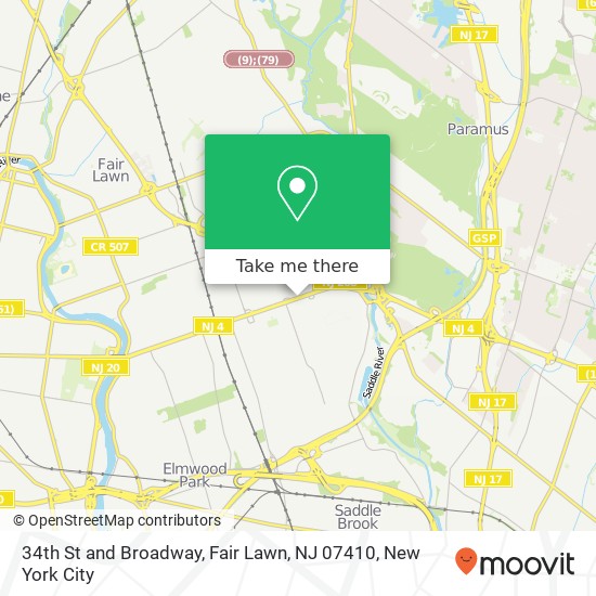Mapa de 34th St and Broadway, Fair Lawn, NJ 07410