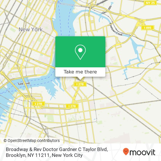 Mapa de Broadway & Rev Doctor Gardner C Taylor Blvd, Brooklyn, NY 11211