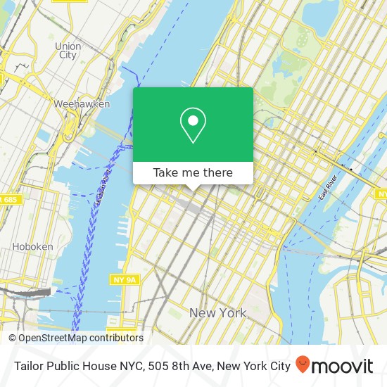 Mapa de Tailor Public House NYC, 505 8th Ave