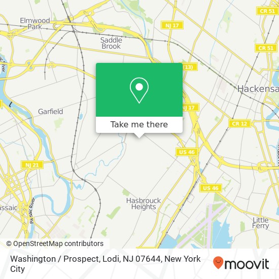 Mapa de Washington / Prospect, Lodi, NJ 07644