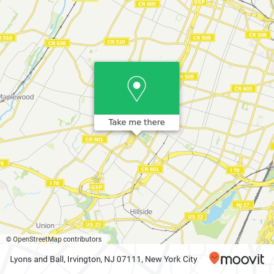 Mapa de Lyons and Ball, Irvington, NJ 07111