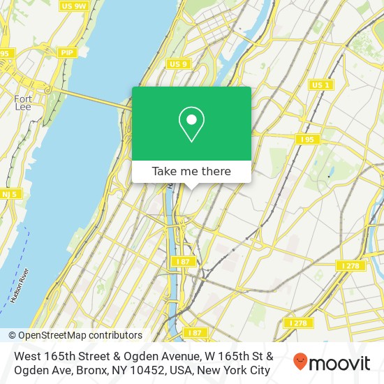 West 165th Street & Ogden Avenue, W 165th St & Ogden Ave, Bronx, NY 10452, USA map