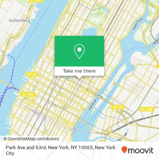 Park Ave and 63rd, New York, NY 10065 map