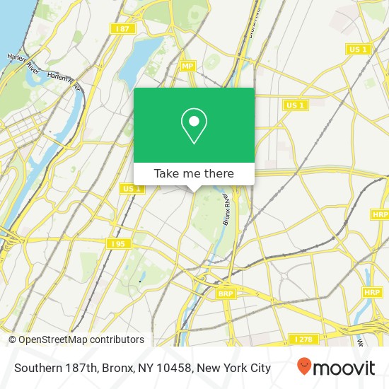 Southern 187th, Bronx, NY 10458 map
