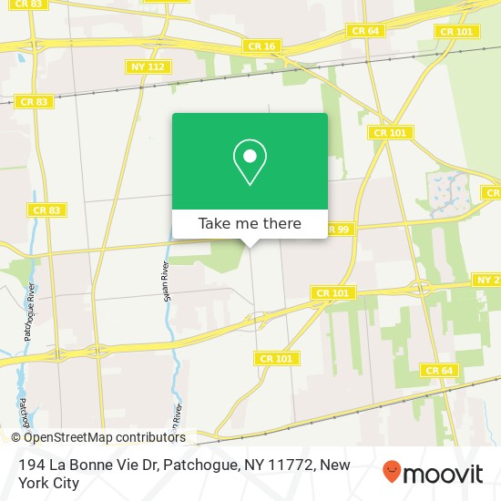 194 La Bonne Vie Dr, Patchogue, NY 11772 map