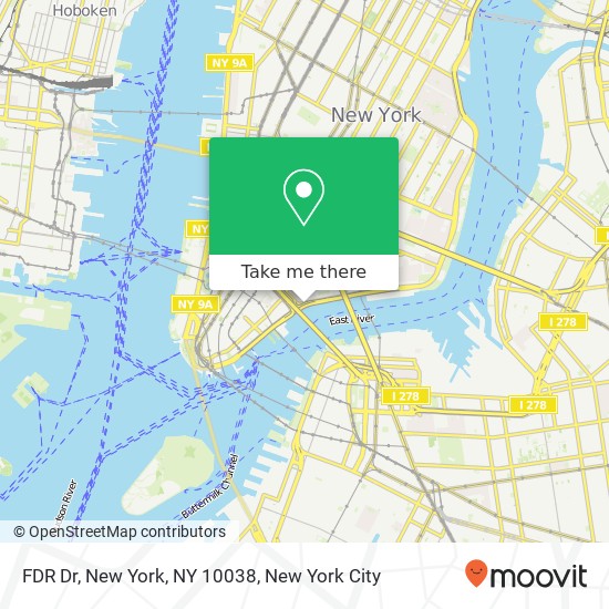 Mapa de FDR Dr, New York, NY 10038