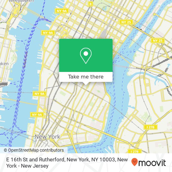 Mapa de E 16th St and Rutherford, New York, NY 10003