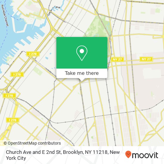 Mapa de Church Ave and E 2nd St, Brooklyn, NY 11218