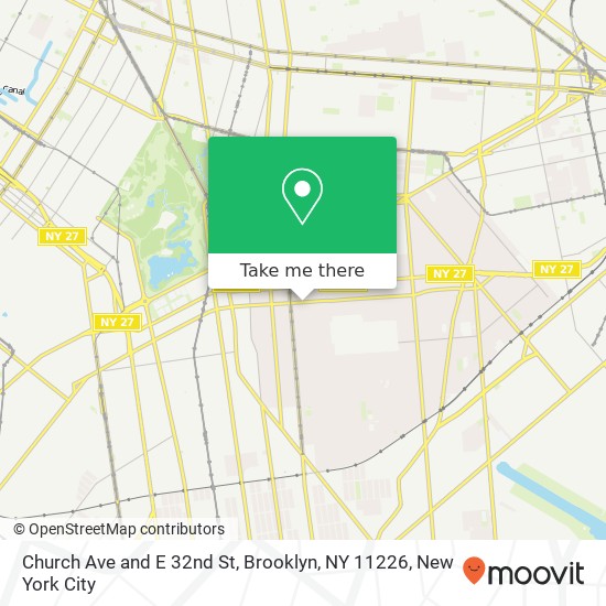 Mapa de Church Ave and E 32nd St, Brooklyn, NY 11226