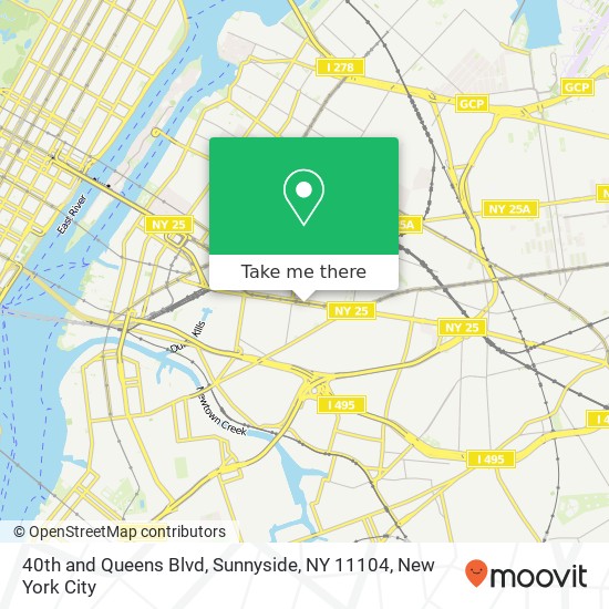 Mapa de 40th and Queens Blvd, Sunnyside, NY 11104