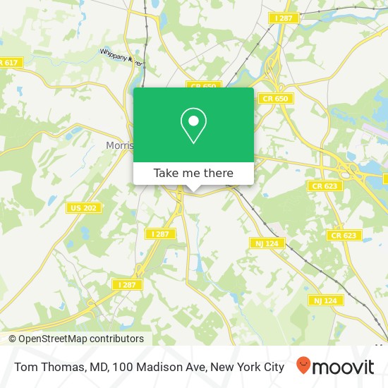 Tom Thomas, MD, 100 Madison Ave map