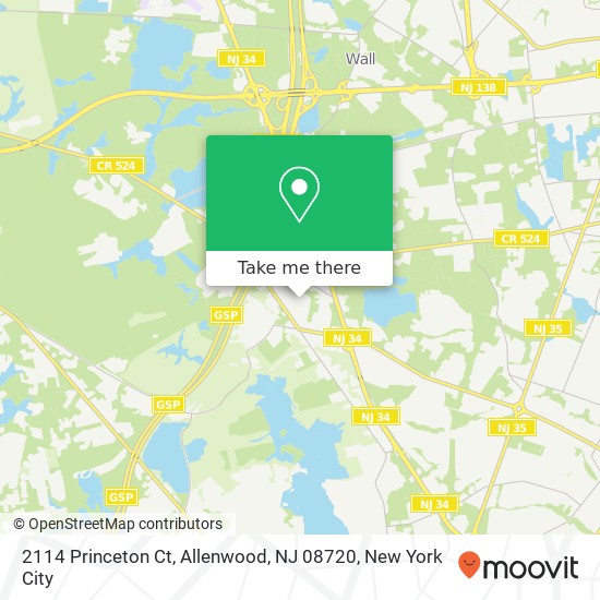 Mapa de 2114 Princeton Ct, Allenwood, NJ 08720