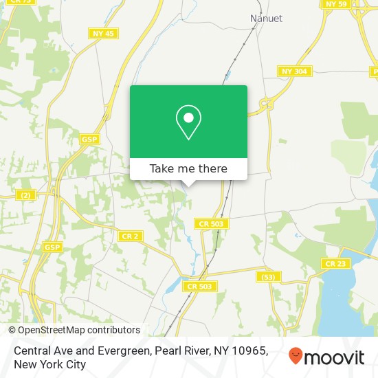 Central Ave and Evergreen, Pearl River, NY 10965 map