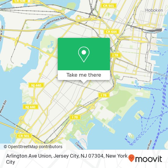 Mapa de Arlington Ave Union, Jersey City, NJ 07304
