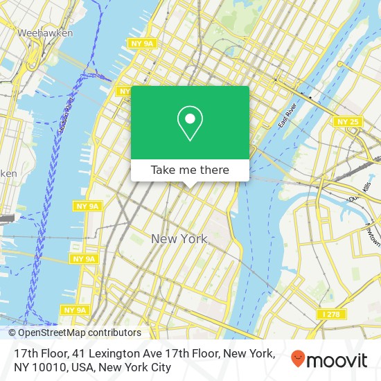 Mapa de 17th Floor, 41 Lexington Ave 17th Floor, New York, NY 10010, USA