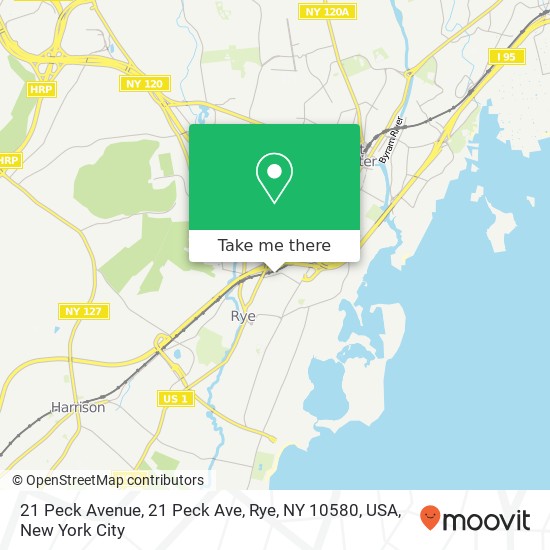 Mapa de 21 Peck Avenue, 21 Peck Ave, Rye, NY 10580, USA