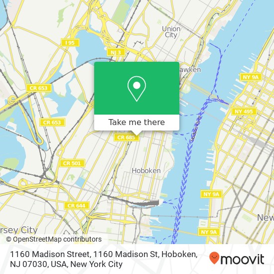 Mapa de 1160 Madison Street, 1160 Madison St, Hoboken, NJ 07030, USA