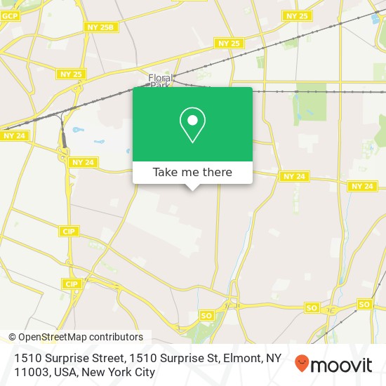 Mapa de 1510 Surprise Street, 1510 Surprise St, Elmont, NY 11003, USA