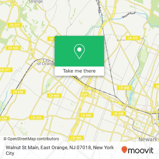 Mapa de Walnut St Main, East Orange, NJ 07018