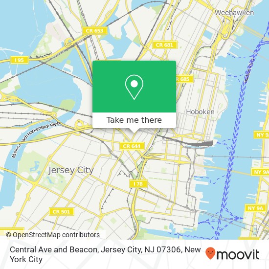 Mapa de Central Ave and Beacon, Jersey City, NJ 07306