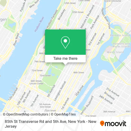 85th St Transverse Rd and 5th Ave map