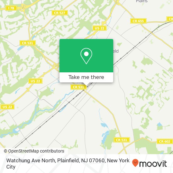 Watchung Ave North, Plainfield, NJ 07060 map