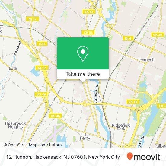 12 Hudson, Hackensack, NJ 07601 map