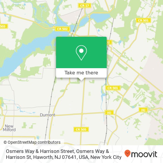 Mapa de Osmers Way & Harrison Street, Osmers Way & Harrison St, Haworth, NJ 07641, USA