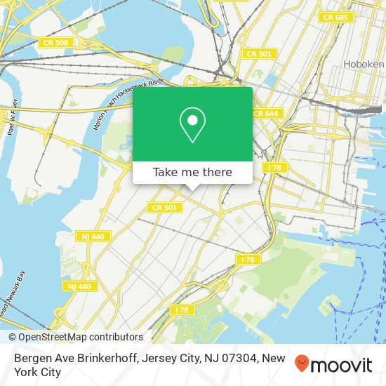 Mapa de Bergen Ave Brinkerhoff, Jersey City, NJ 07304