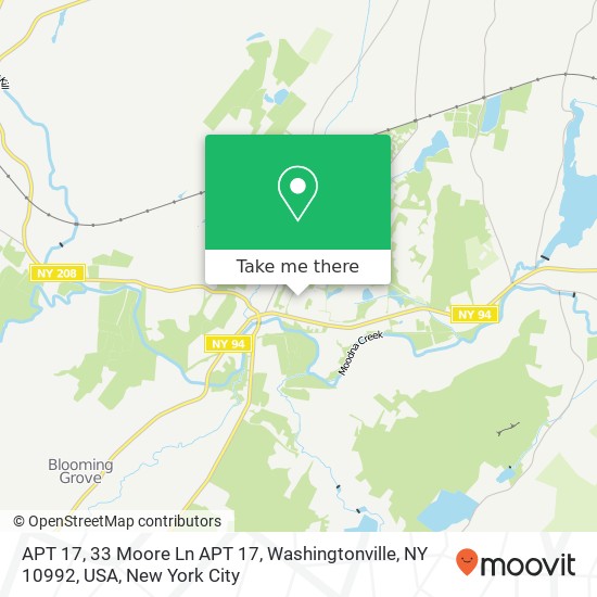 Mapa de APT 17, 33 Moore Ln APT 17, Washingtonville, NY 10992, USA