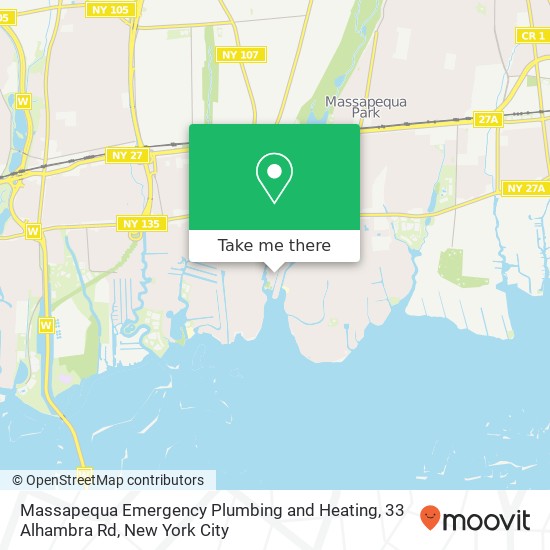 Mapa de Massapequa Emergency Plumbing and Heating, 33 Alhambra Rd