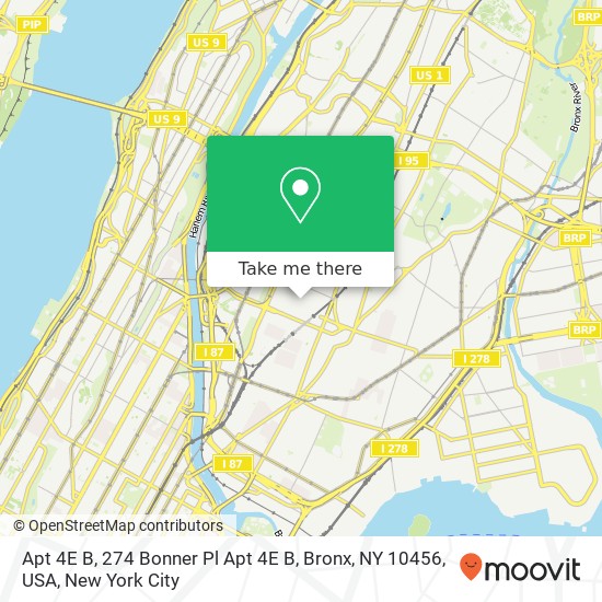 Mapa de Apt 4E B, 274 Bonner Pl Apt 4E B, Bronx, NY 10456, USA