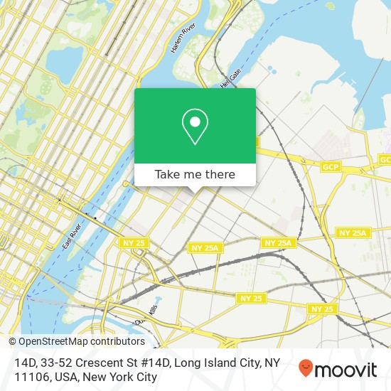 Mapa de 14D, 33-52 Crescent St #14D, Long Island City, NY 11106, USA